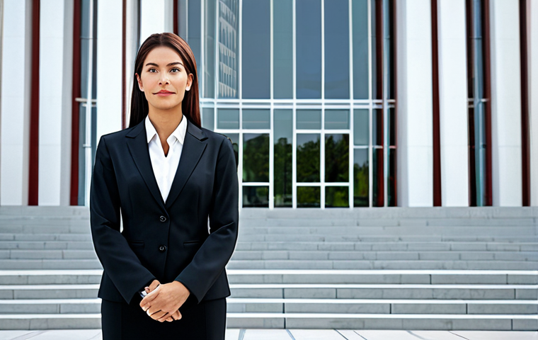 **

"A professional businesswoman in a modest business suit, standing in front of a modern temple, fully clothed, appropriate attire, safe for work, perfect anatomy, natural proportions, professional photography, high quality. Background includes elements representing ethical business practices and community support, professional, modest, family-friendly."

**