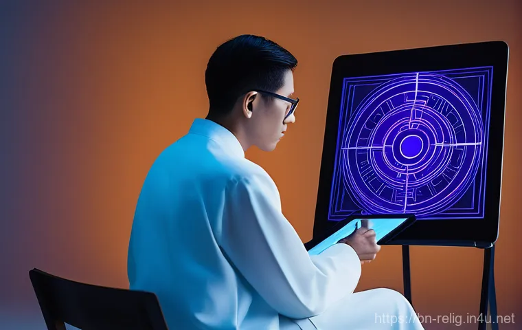 종교적 텍스트의 번역과 해석 - **Prompt 2: Bridging Ancient Wisdom Through Dialogue**
    *   **Subject:** A diverse group of three...